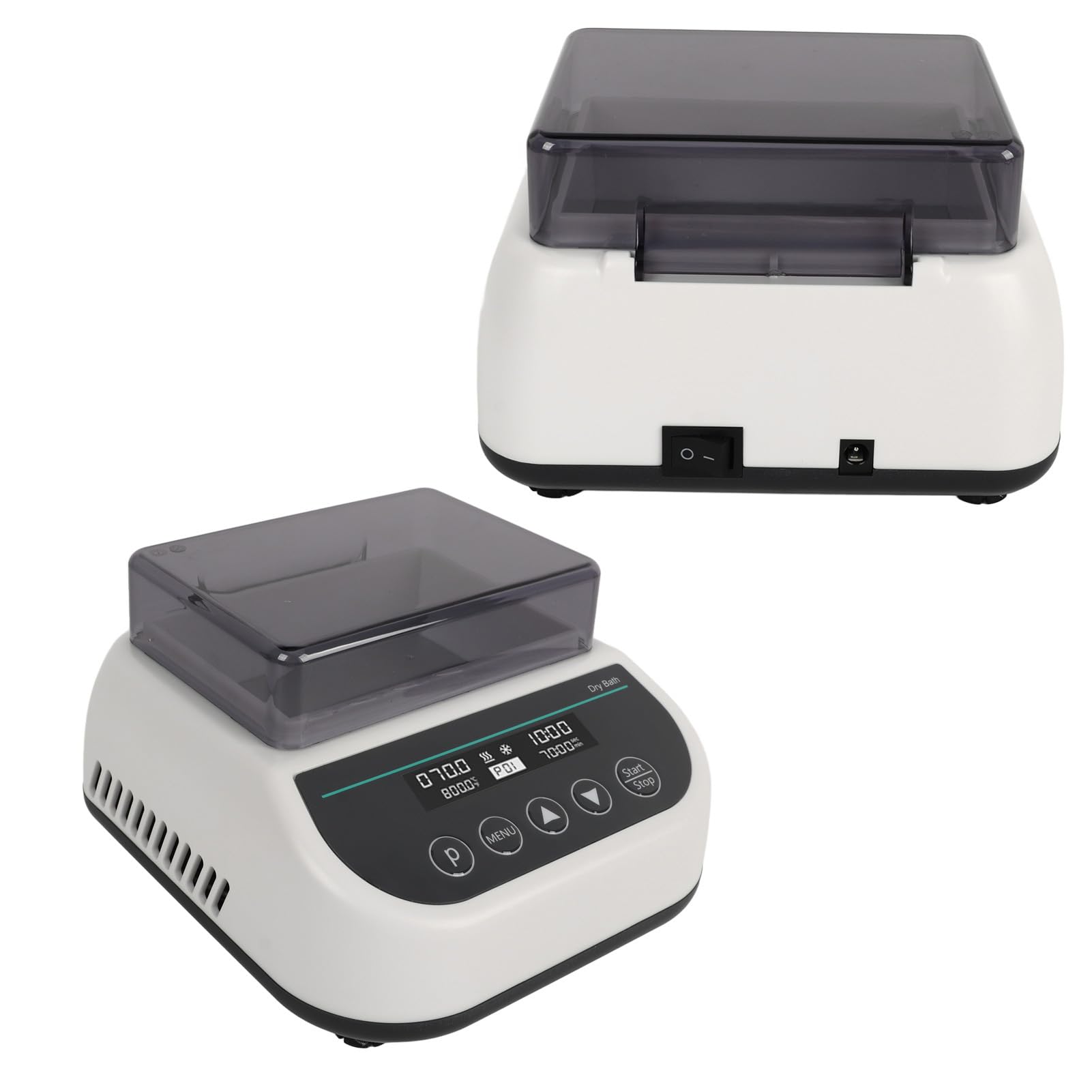 96 W Mini-Trockenbad-Inkubator mit Heiz- und Kühlfunktion, Digitaler Labor-Thermostatheizer für 0,2 Ml, 0,5 Ml, 1,5 Ml, 2 Ml Zentrifugenröhrchen, 5S-23H59min Timing-Metallmischer