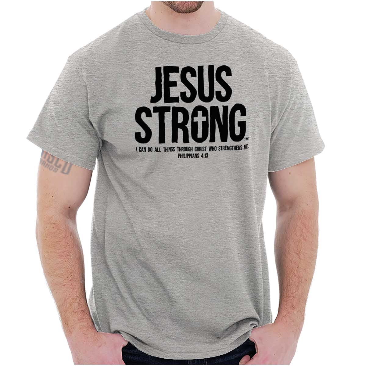 APSRA TRADERJesus Strong Philippians 4:13 Bible Graphic T Shirt Men or Women