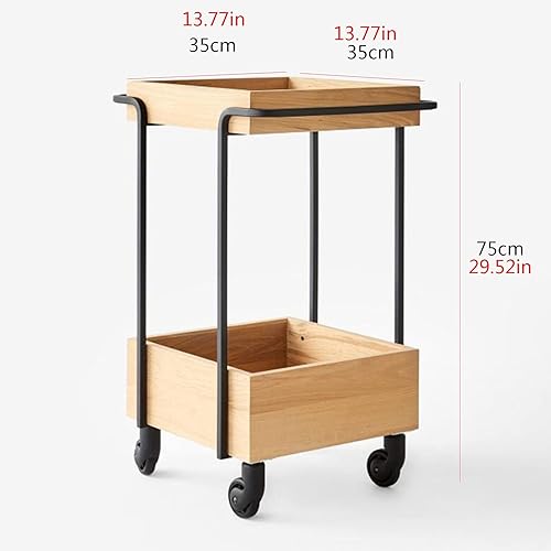 Miniatura 3 de NOGRAX Mesa auxiliar movible, mesa auxiliar cuadrada de hierro forjado, mesa de esquina de madera maciza para almacenamiento y soporte de