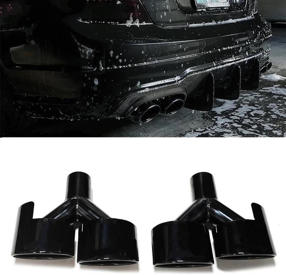 Spare Parts 1 Pair Car Exhaust Tip For Benz W204 C-Class E-Class S-Class 4 Outlet Tailpipe Tip Muffler Exhaust System(Black)