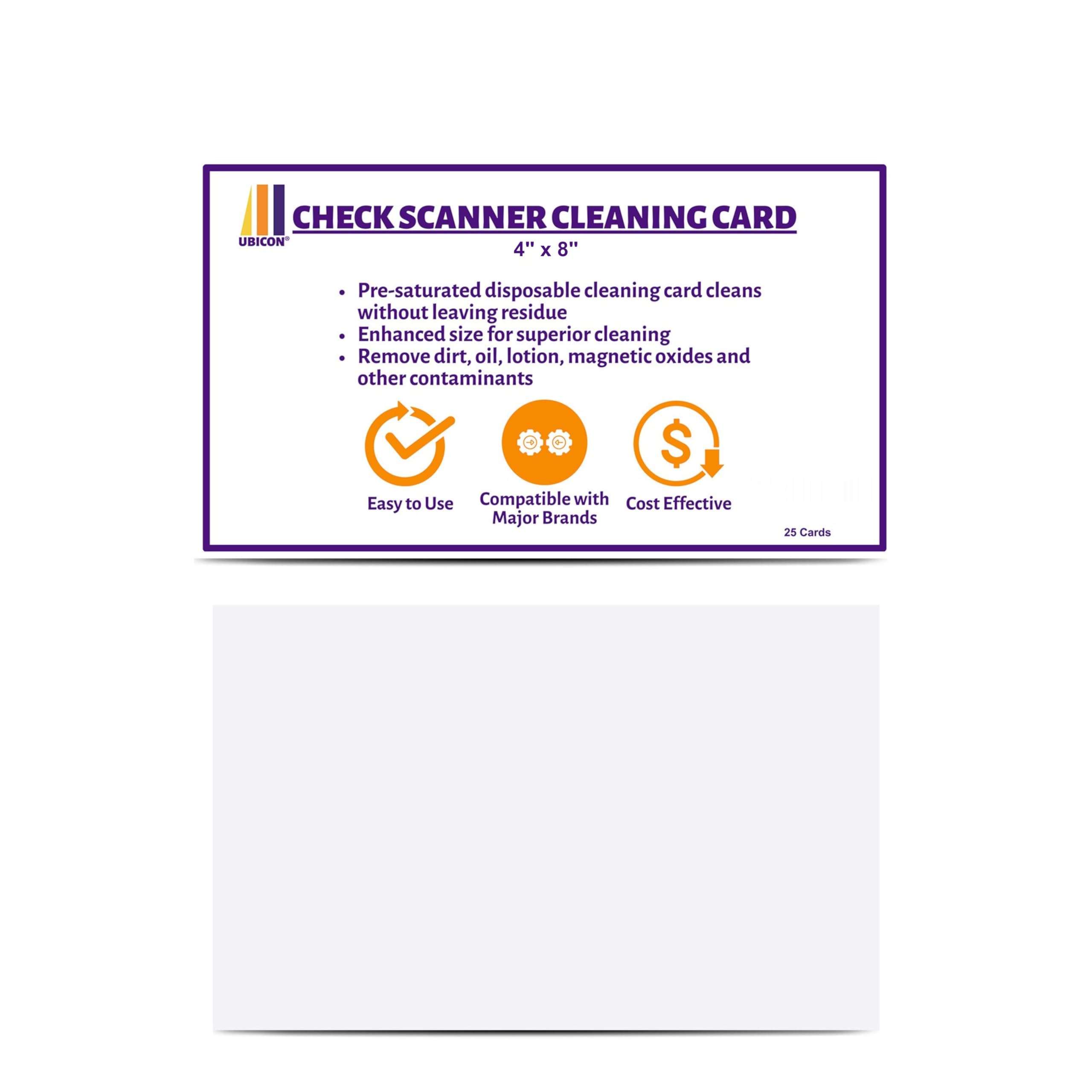 UBICON Check Scanner Cleaning Card - Enhanced Length and Width for Effective Cleaning, Compatible with Major Brands Including Panini and Digital, Presaturated - 4" x 8" (10)-image-18