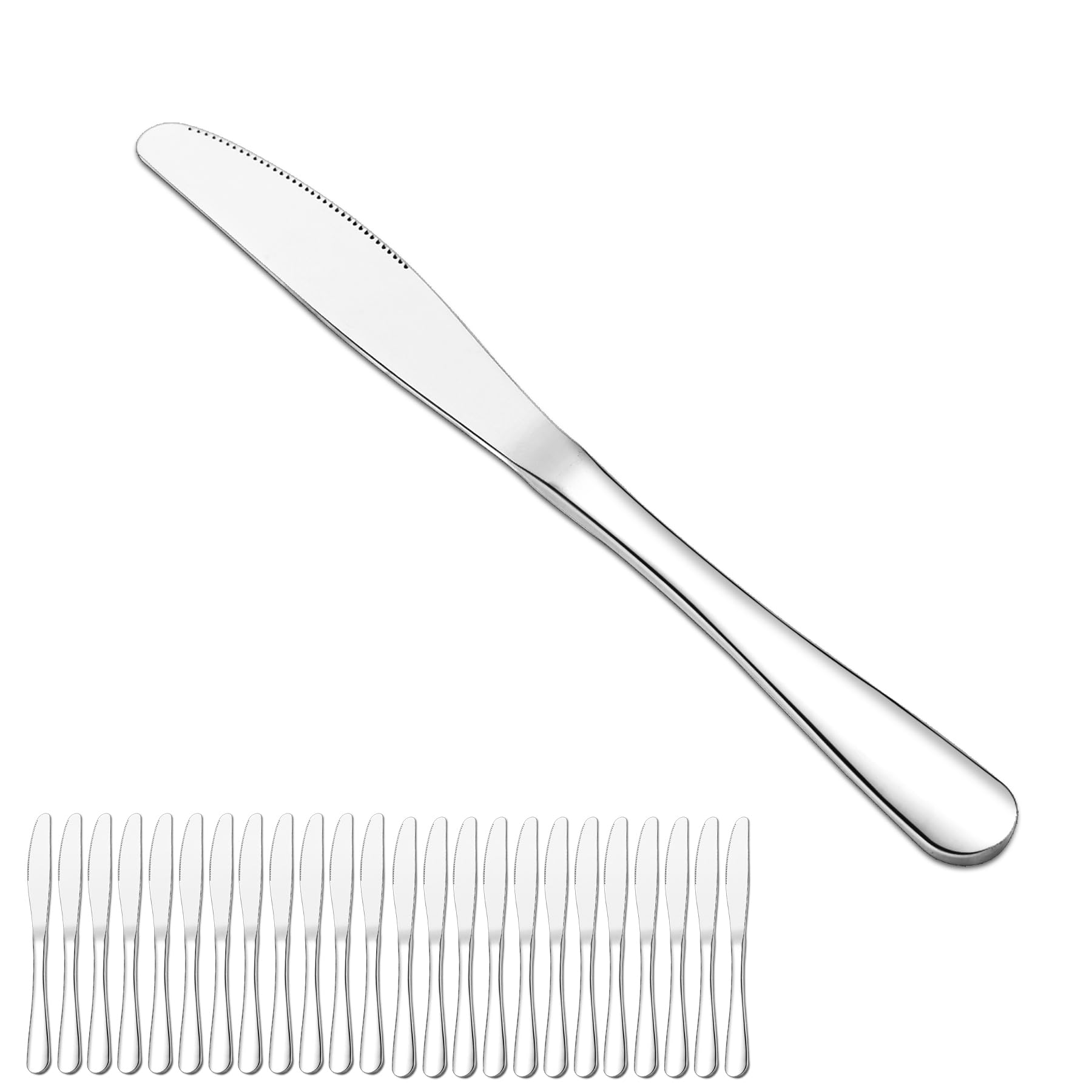 Evanda Dinner Knives 24 Pieces, Table Knife, Stainless Steel Steak Knives Cutlery Set, Butter Knives Set, Dishwasher Safe