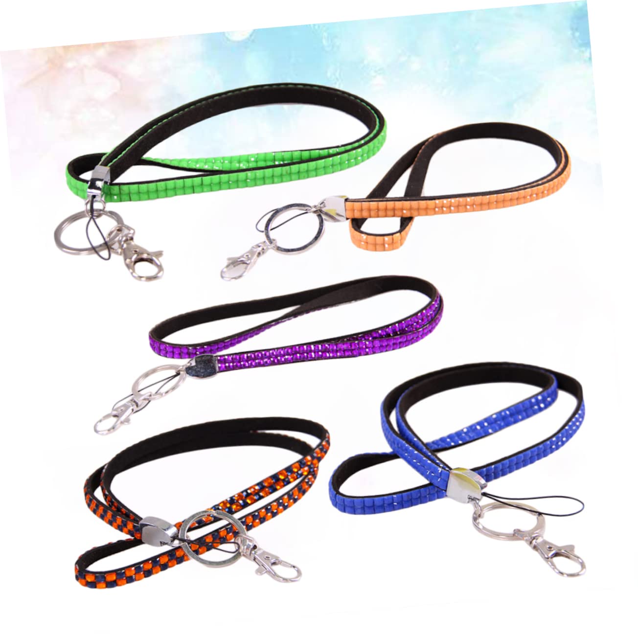 3 Set Cinghia Per Telefono Lanyard Con Strass Per Sicurezza Tracolla Per Cellulari E Chiavi Casual Per Attività Colore Casuale 5 Pezzi * 3