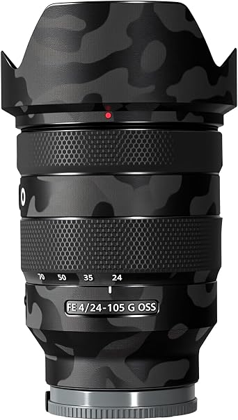 Lens Protective Film Decorative Sticker Compatible with Sony FE 24-105mm F4G OSS Comprehensive Protection Anti-Scratch/Anti-Wear/No-Residue/3M MaterailGhost Black