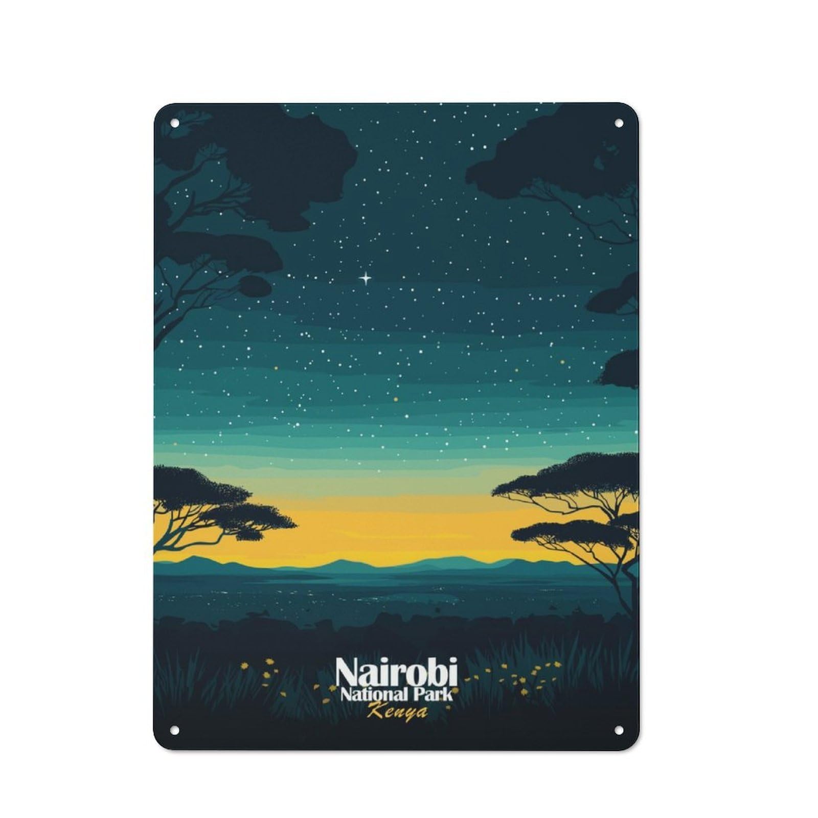 Junmoney Nairobi National Park Night Sky Metal Sign 40X30cm With For Home Bar Wall, Rustic Decor, For Collectors Decorating Home Bars And Entertaining Spaces