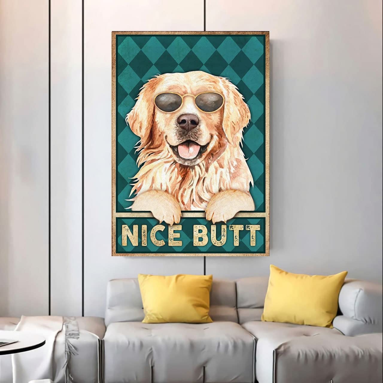 Retro Metal Tin Sign 5.5 X 8 Inches Golden Retriever Nice Butt Poster Cute Golden Retriever Toilet Wall Art Funny Bathroom Decor Toilet Sign Animal Gift Home Decoration Art Poster Nostalgic Tin Sign