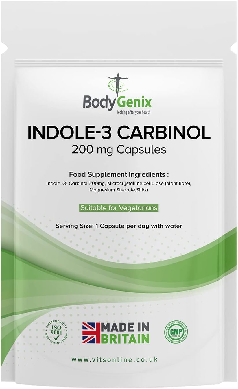 – Indole-3 Carbinol 200mg Vegan Capsules Hormonal Balance Immune System Detoxification Support Natural Food Supplement - 30 Capsules 1 Month Supply