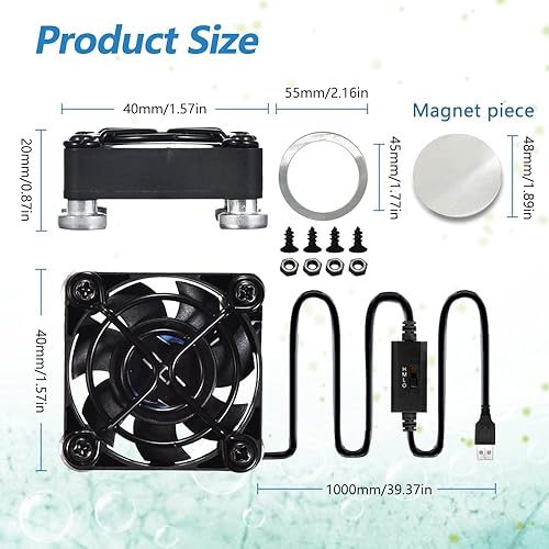 Miniatura 3 de Ventilador USB de 1.575 pulgadas (1.575 in) Ventilador USB de 5 V Compatible para teléfono VR engranaje, acuario, Roku, Router, Raspberry Pi,