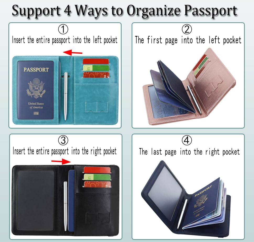 Miniatura 7 de ACdream - Tarjetero combinado para colocar pasaporte y tarjeta de vacunación funda protectora con ranura para tarjeta de vacunación del CDC