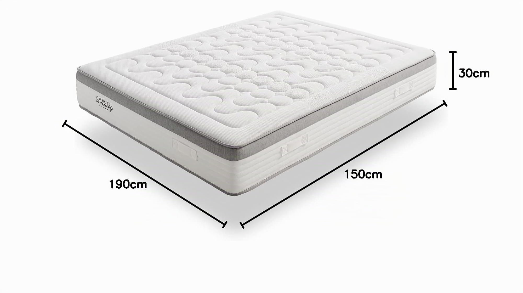 ECCOX - Colchón Viscoelástico Hotel 5 Estrellas - Altura 30 cm - Núcleo HR Premium Care Control de Alta Densidad - Acolchado Superior Continuo Visco Gel + Supersoft - Firmeza Medio-Alta (150x190 cm)