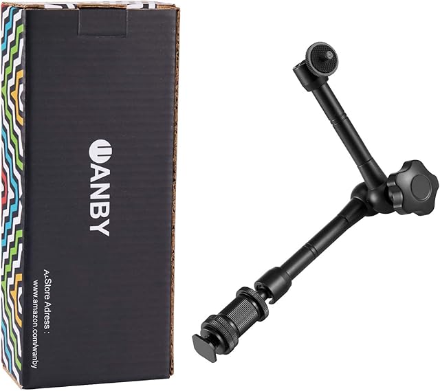 WANBY 11 Inch Articulating Friction Magic Arm Adjustable w/Hot Shoe Mount 1/4'' Tripod Screw for DSLR Camera Rig, LCD Monitor, LED Lights, Flash Light, Microphone, DJI Osmo (11 inch)