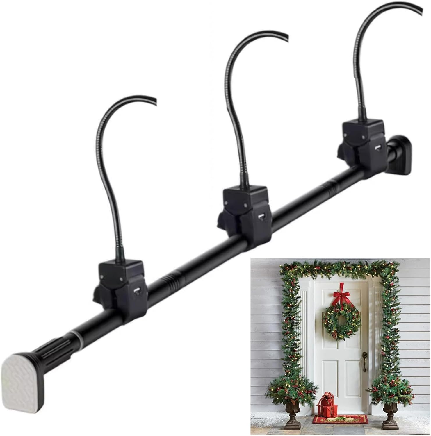 Adjustable Heavy-Duty No Hardware Garland Hanger, Retractable Design for 32"-80" Doors, Perfect for Christmas, Halloween, and Holiday Decor (Size: 32-39in)