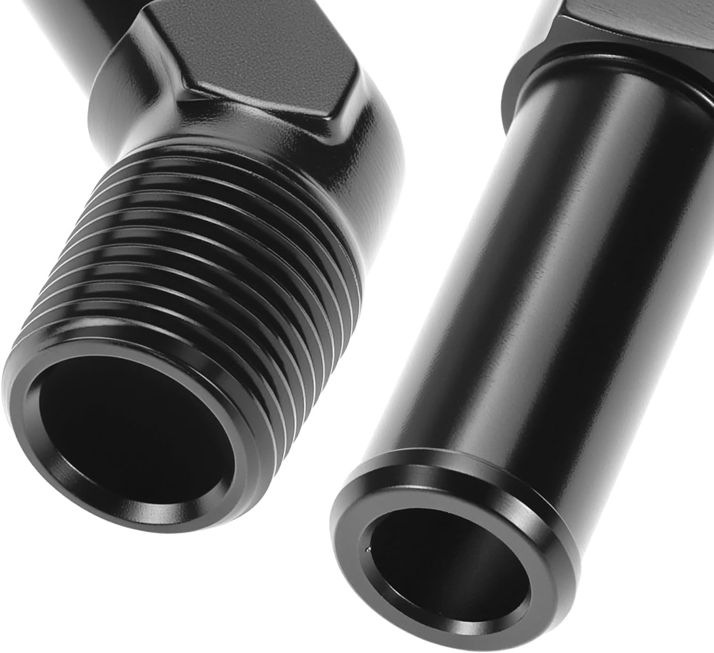 QWORK Aluminum 45° Hose Barb Adapter, 1/2" NPT Male to 5/8" Barb Fitting Adapter 45 Degree, Black
