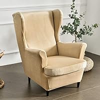 Vista 3 de MIFXIN Funda para Silla de Ala, 2 Piezas, de Terciopelo Elástico, Funda para Silla Wingback con Funda de Cojín, Suave, Lavable, Protector de Muebles