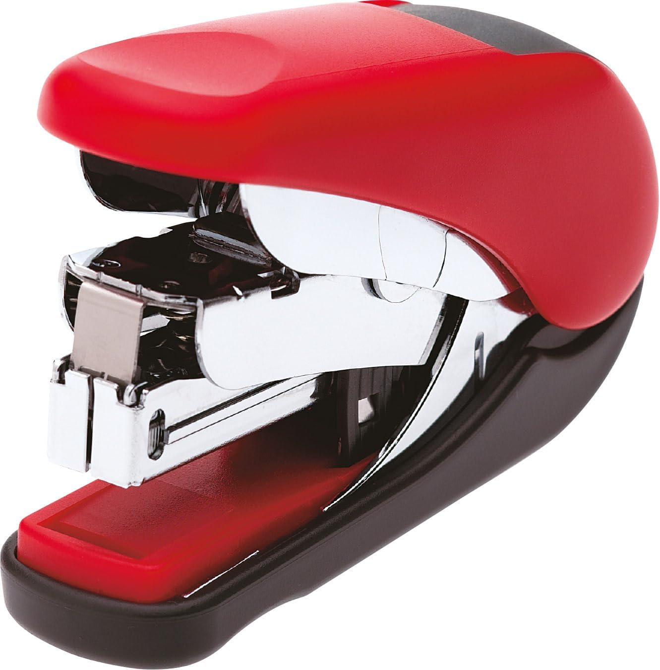 Plus Japan, Flat Clinch Power Assist Stapler Mini in Red, 1 Piece Pack (1x 1 Flat Clinch)