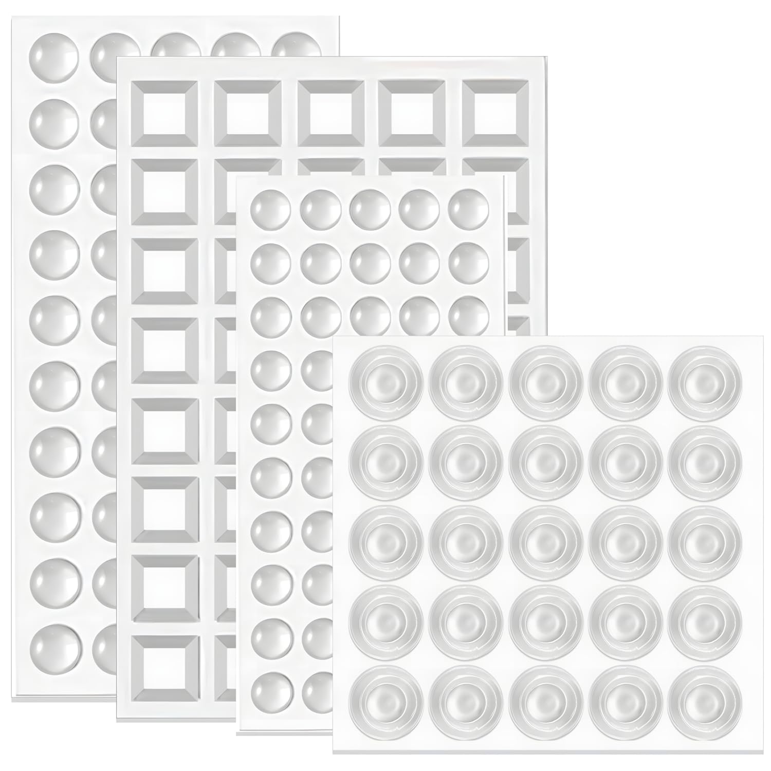 165 Pcs Cabinet Bumpers, Adhesive Cabinet Door Bumpers Transparent Rubber Pads Silicone Furniture Bumpers Rubber Feet Bumper Pads for Furniture & Doors Protectors (4 Sizes)