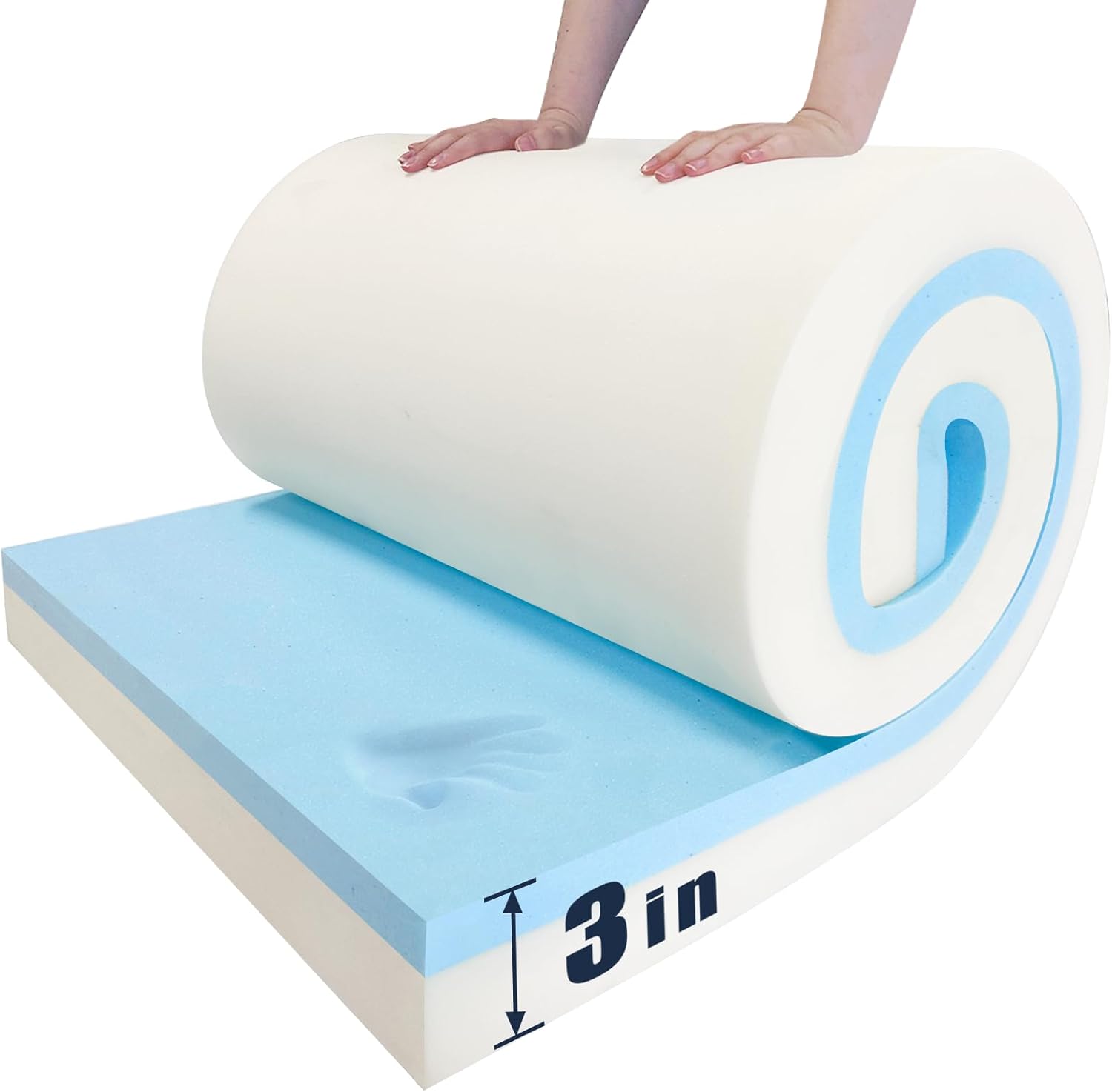 Upholstery Foam, 72"x24"x3" High Density Memory Foam for Cushions, Furniture Padding & Seat Replacement Cut-to-Size Foam Support for Sofa Chair & DIY Projects