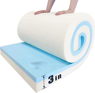 JZHLLA Upholstery Foam, 72"x24"x3" High Density Memory Foam for Cushions, Furniture Padding & Seat Replacement Cut-to-Size Foam Support for Sofa Chair & DIY Projects