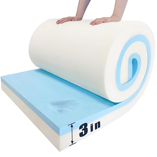 JZHLLA Upholstery Foam, 72"x24"x3" High Density Memory Foam for Cushions,