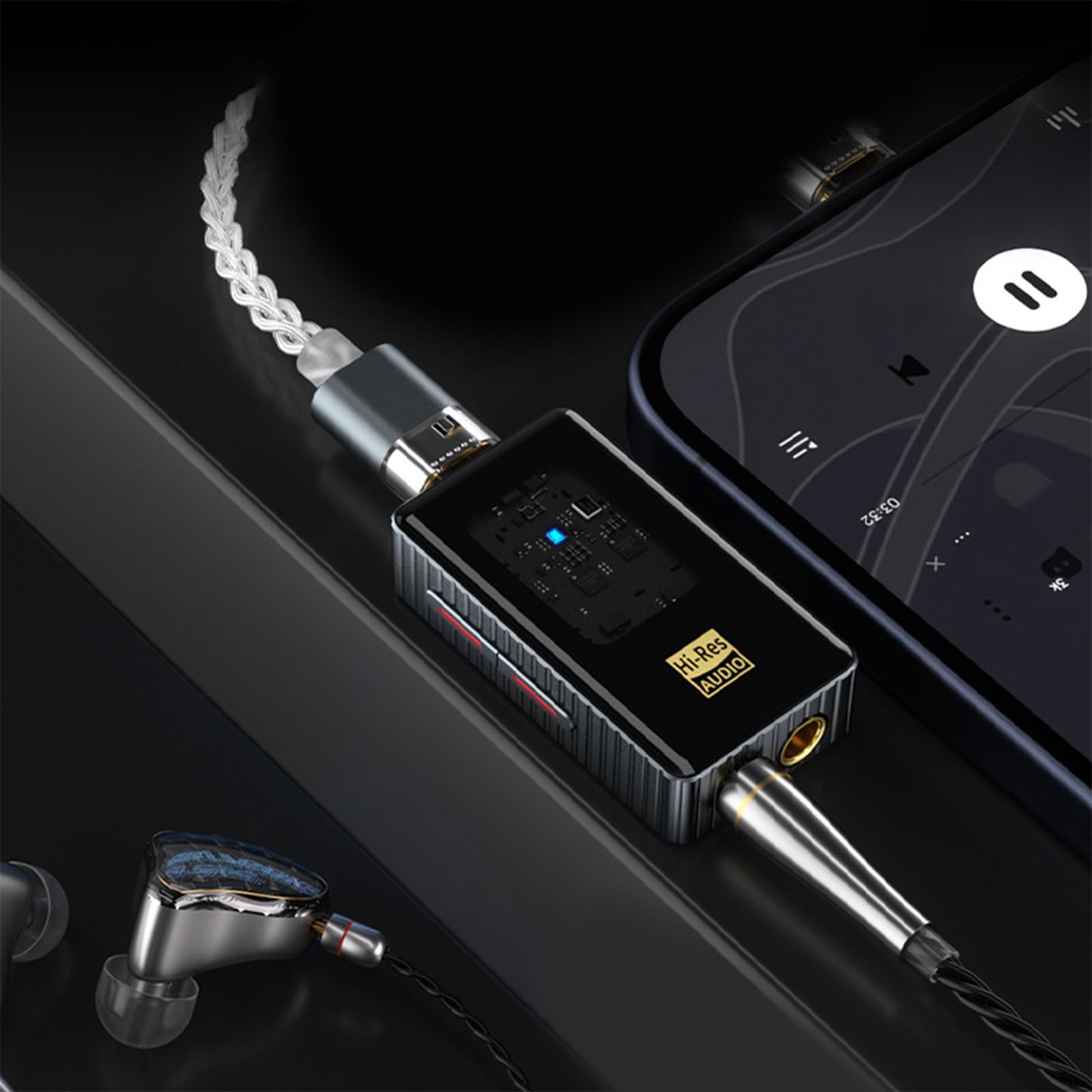 Amplificatore per cuffie di tipo C, piccolo adattatore uditivo digitale ad alta risoluzione da 3,5 mm per dispositivi mobili, PC, laptop