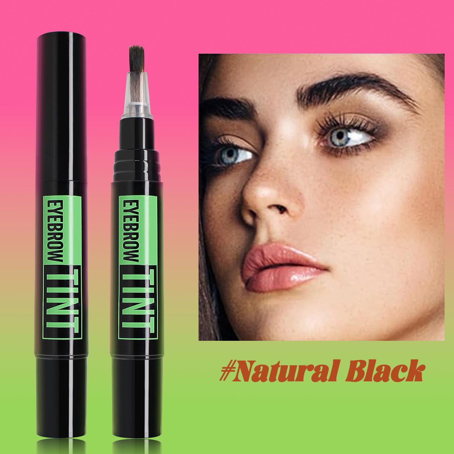 Brow Tint Kit, Long-Lasting Eyebrow Dye for Defined Brows, Waterproof and Smudge-Proof, Includes Precision Brush(Natural Black) - Image 2
