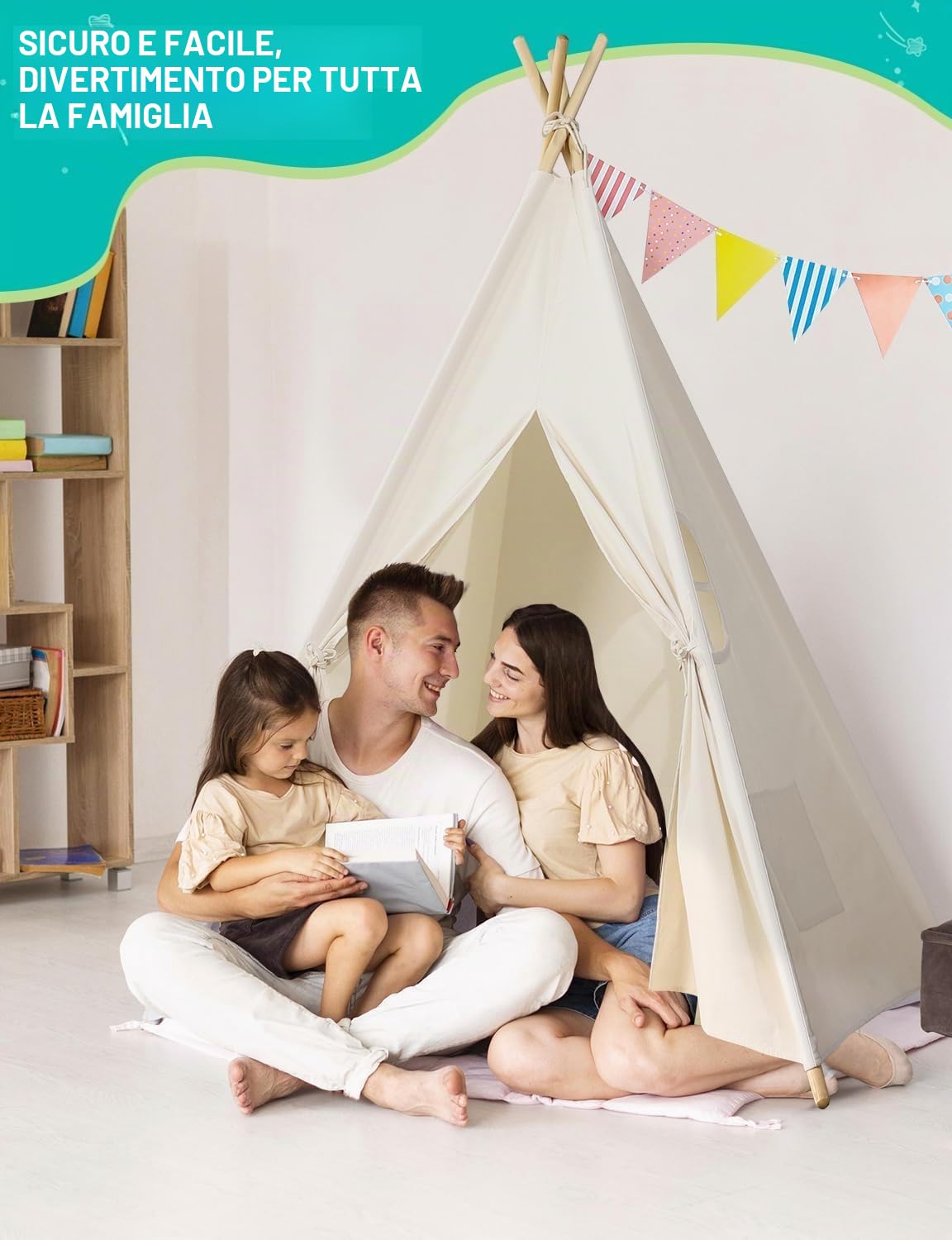 Tenda per bambini Wilwolfer con borsa per il trasporto, tenda in tela per bambini,