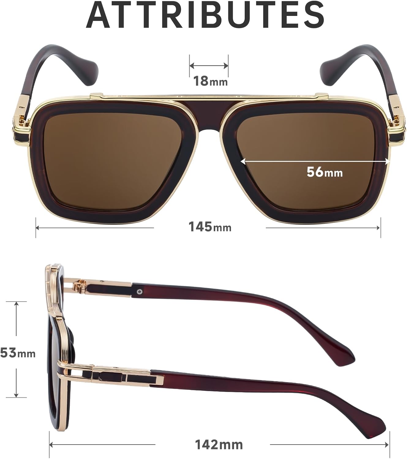 Square Men Sunglasses Classic Shades Lentes De Sol Hombre(98082) - Image 4