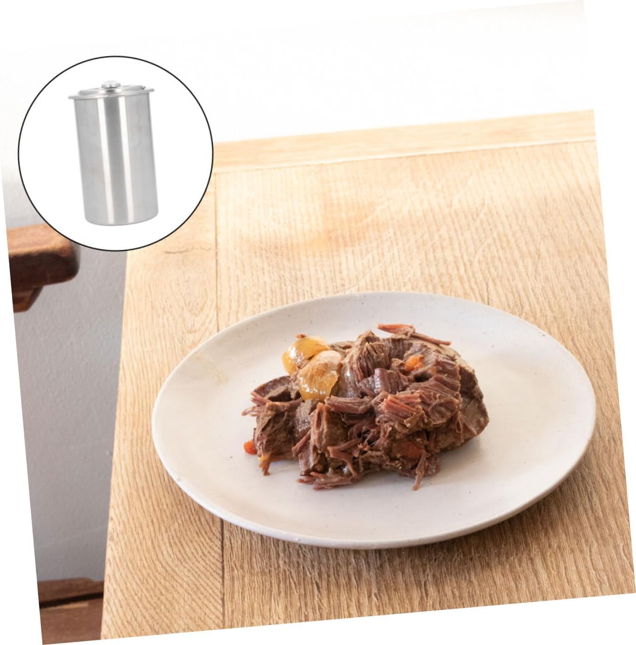 FAVOMOTO Stainless Steel Meat Press with Thermometer 304 Stainless Steel Steaming Meat Bucket for Cooking and Steaming Suitable for Home and Restaurant Use