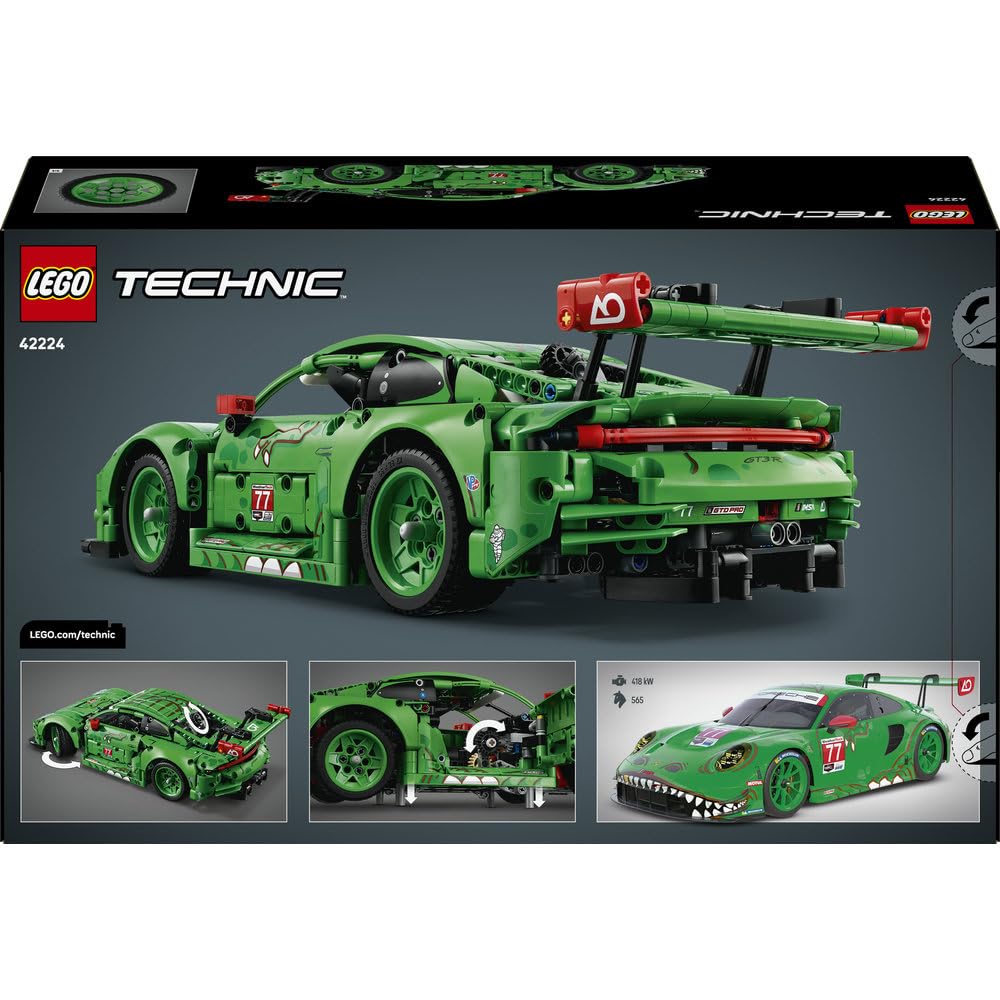 LEGO Technic Samochód Porsche 911 GT3 R REXY AO Racing 42224 | Model samochodu, klocki konstrukcyjne, prezent dla fana motoryzacji 11+, zestaw edukacyjny dla dzieci, 1313 elementów
