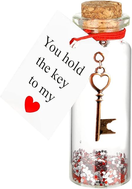 TOSOENPHY Romantic I Love You Gifts for Her or Him - Little Cute Gifts for Girlfriend Boyfriend Wife Husband Fiance - Anniversary Valentines Gifts with Love Message - Key in A Bottle