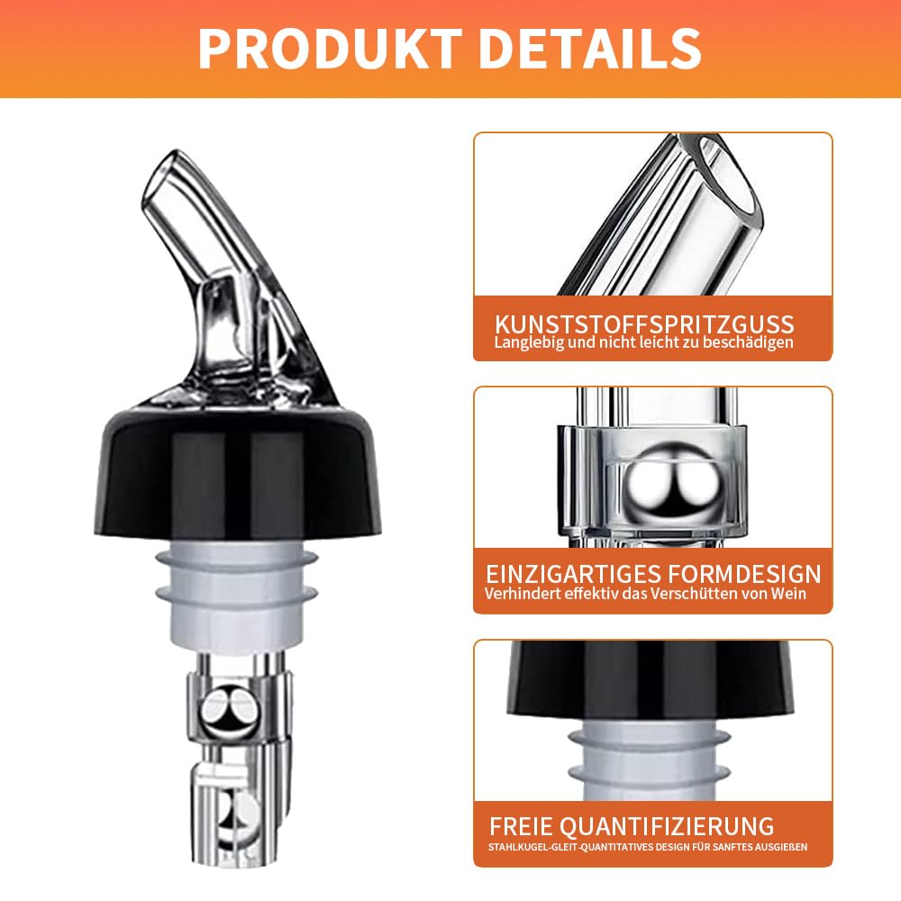 VPAFPEKG 4cl Spirituosen Dosierer - 6 Stück Automatische Ausgießer Für Flaschen