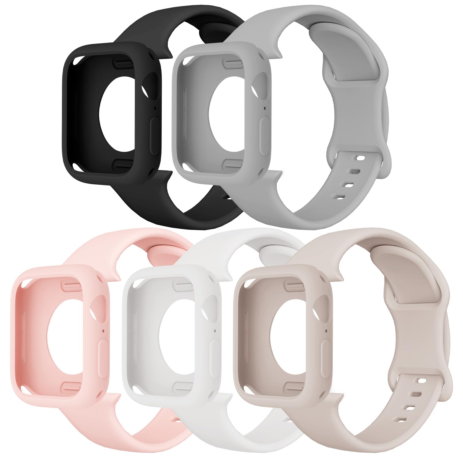 XYF 5 Pack Sport Straps Compatible for Apple Watch Band with Bumper 44mm 45mm 42mm 46mm 41mm 40mm 38mm 49mm for Women Men,...
