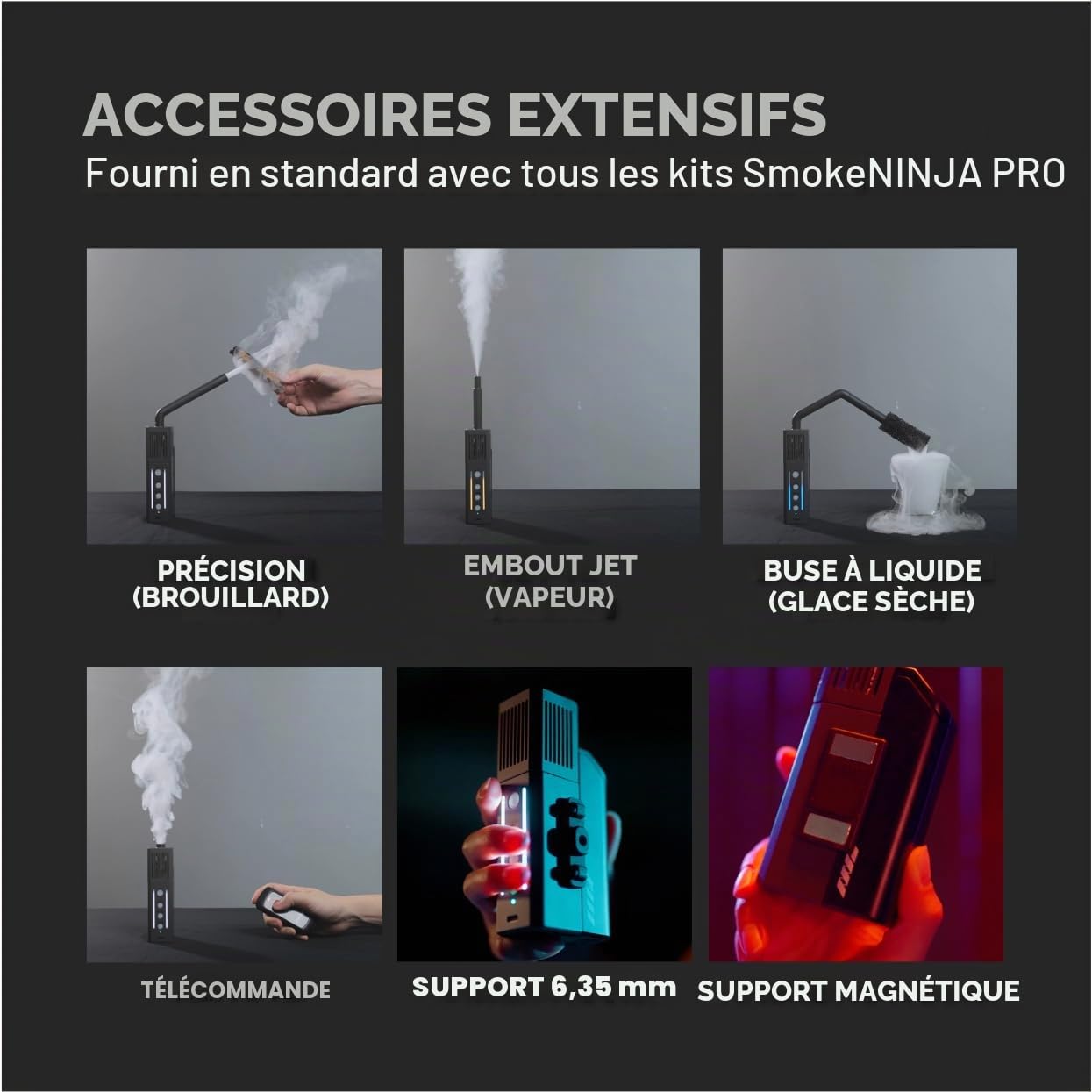 Kit Hazer PRO de PMI SmokeNINJA - Machine à fumée portable avec Bluetooth, chambre à brouillard anti-fuite améliorée, buse de brume de 3e génération, sortie continue de 3 minutes, alimentée par USB-C