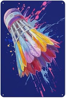 Shuttlecock Abstract Pop Art Tin Metal Signs Wall Art Decorations for Bar Pub Club Cafe Room Retro Farmhouse Decor 30x20cm