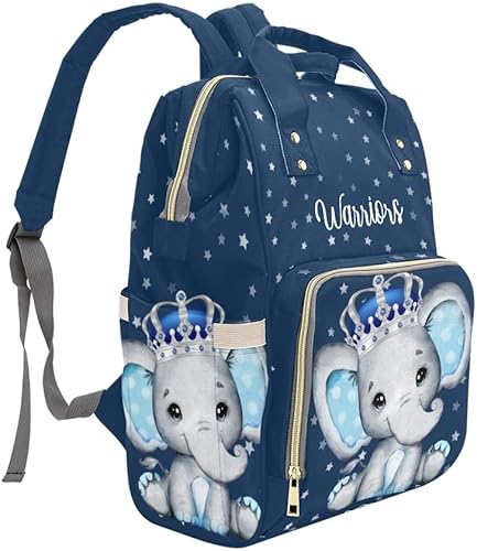 Miniatura 3 de Elephant Prince Night Star - Mochila de pañales personalizada con nombre, bolsa de viaje personalizada para pañales, mamá, bebé, niña