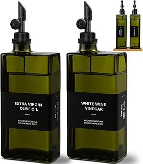 Olive Oil Dispenser Bottle for Kitchen with Bamboo Tray- 16.9oz Glass Oi...