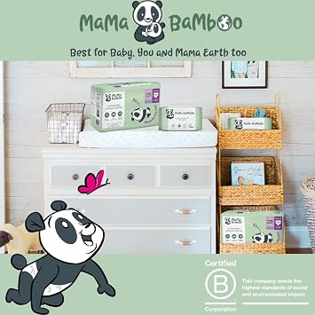 Mama Bamboo Soft Newborn Eco Sustainable Nappies (Size 1) - Chlorine-Free Hypoallergenic (35 pcs per pack)