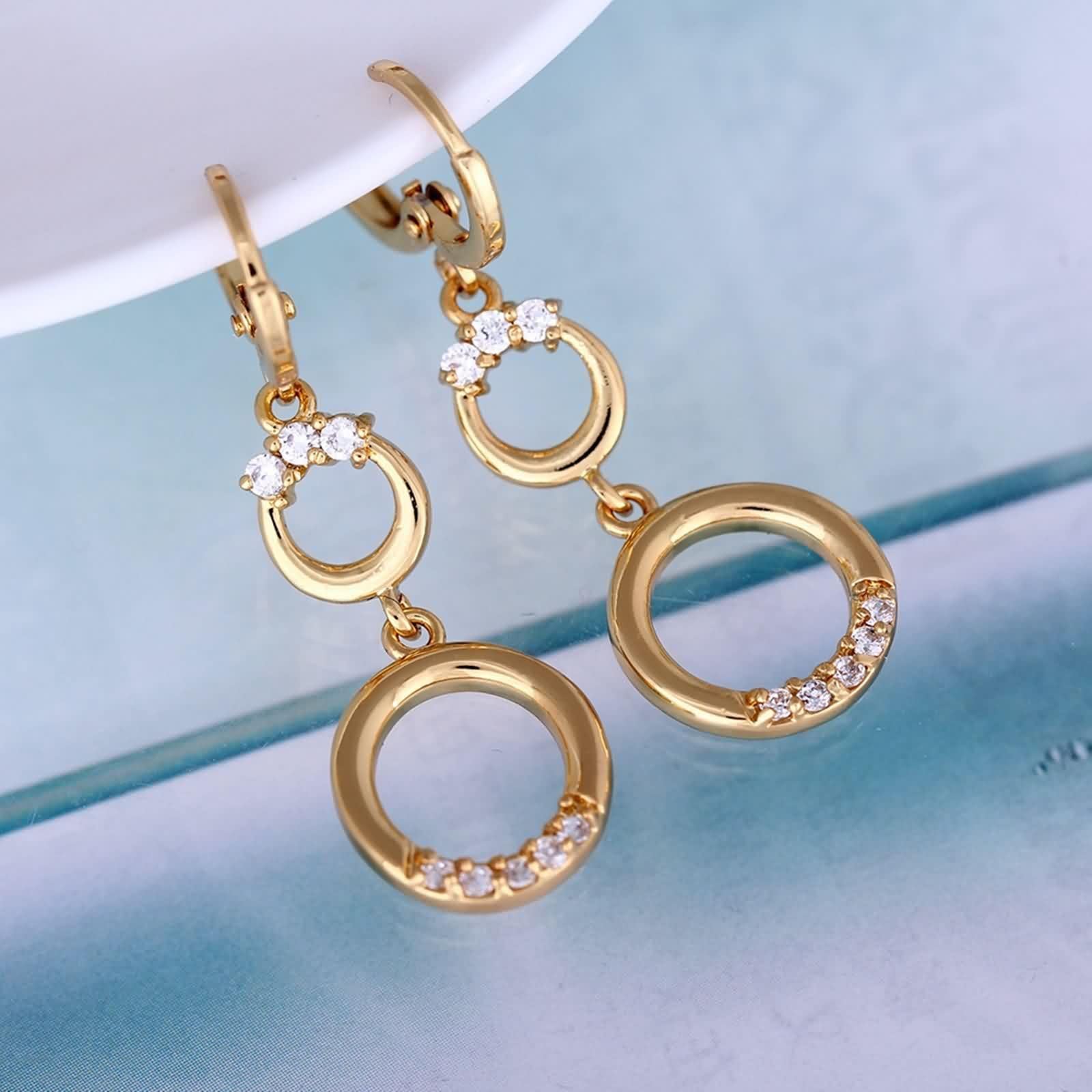 AMDXD Pendientes de oro de 9 quilates para mujer, joyas de oro auténtico, pendientes de aro huecos, con moissanita, Au 375, pequeños