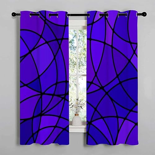 Cortina para Dividir Habitacion Purple Mosaic Decor Art Thermal Door Cover Tapestry Curtains 55Inch Width by 45Inch Length,2 Panels