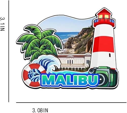 Miniatura 3 de Imán de madera para nevera Malibu California USA 3D Landmarks Travel Collectible Souvenirs Decoración hecha a mano -3320