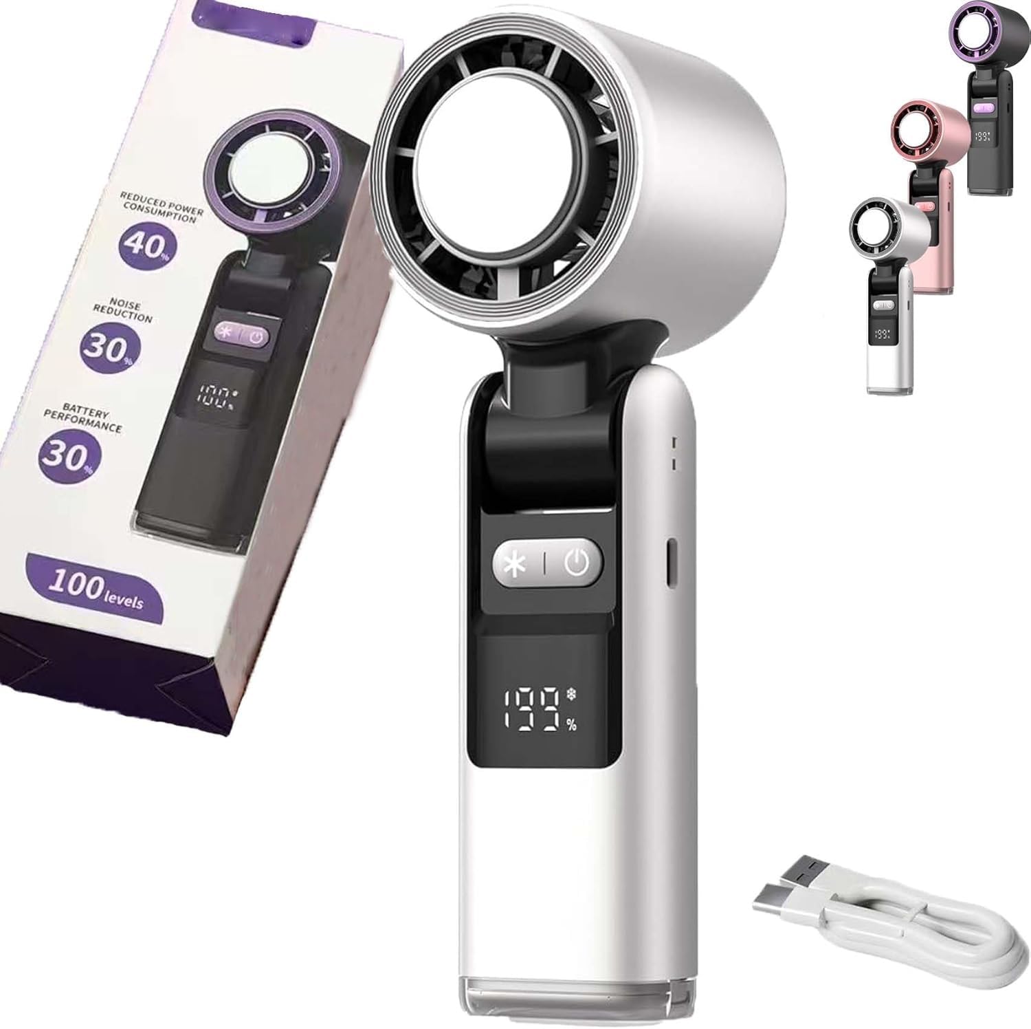 Ventilateur de refroidissement portable turbo pour éviter la chaleur en voyage blanc