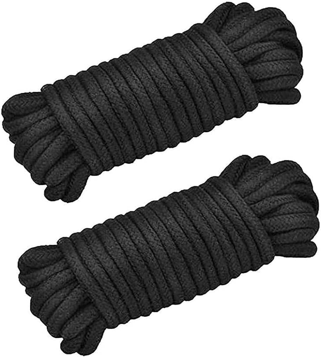 2 Roll 10M Soft Cotton Rope, Natural Durable Long Cotton Rope for Crafts Wall Hangings Plant Hangers Knotting (Black)