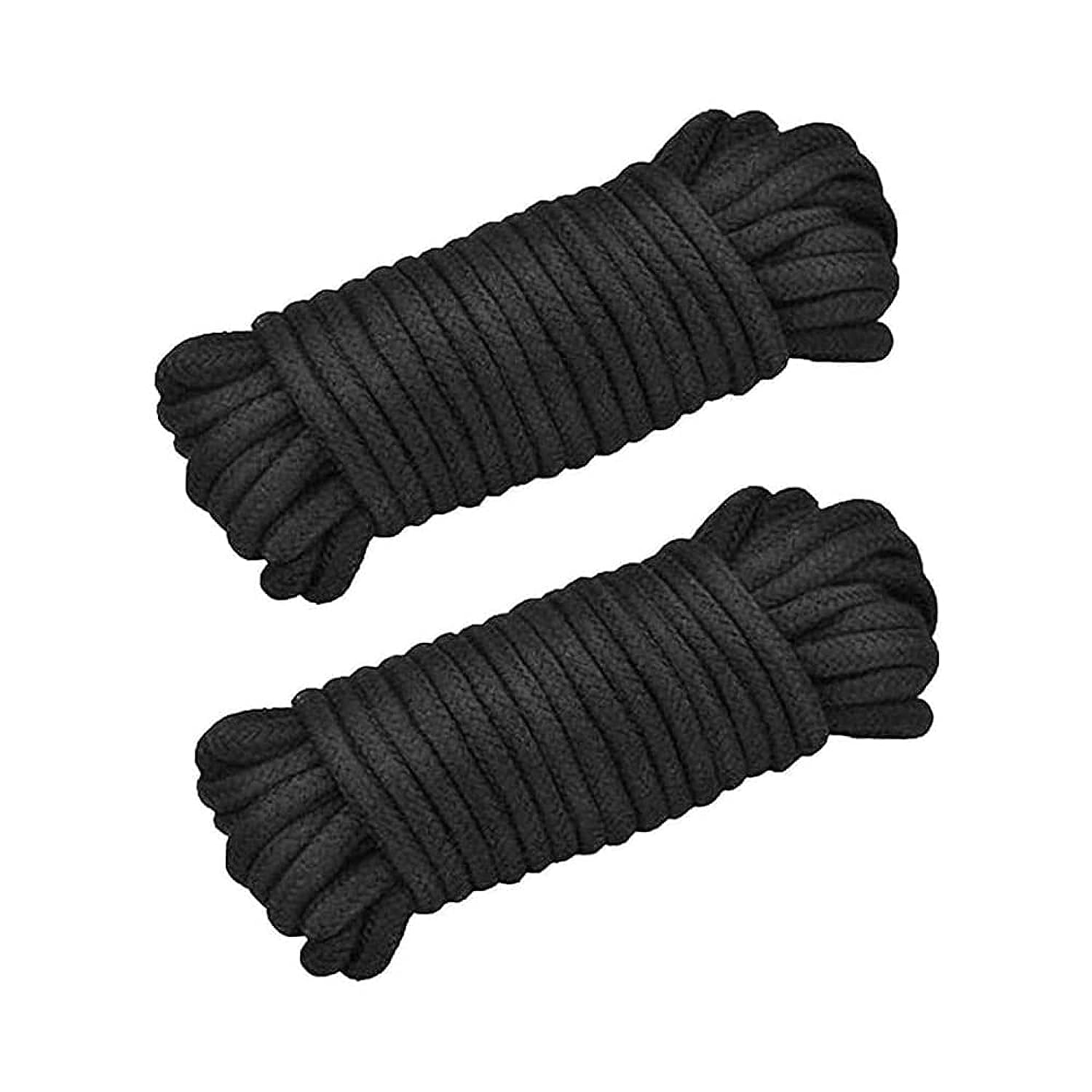 KASTWAVE 2 Roll 10M Soft Cotton Rope, Natural Durable Long Cotton Rope for Crafts Wall Hangings Plant Hangers Knotting (Black)