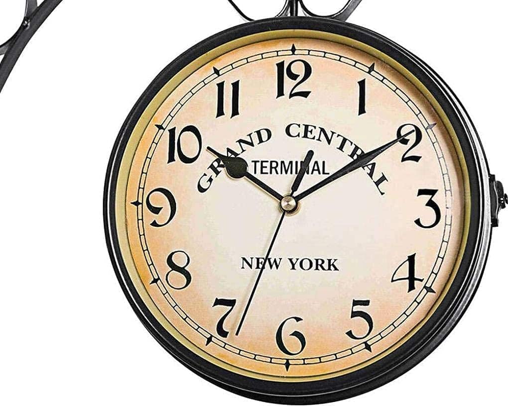 Weatherproof Outdoor Wall Clock, Double-Sided Garden Wall Clocks, Outdoor Iron Garden Ornaments, Easy to Read Precise Timing