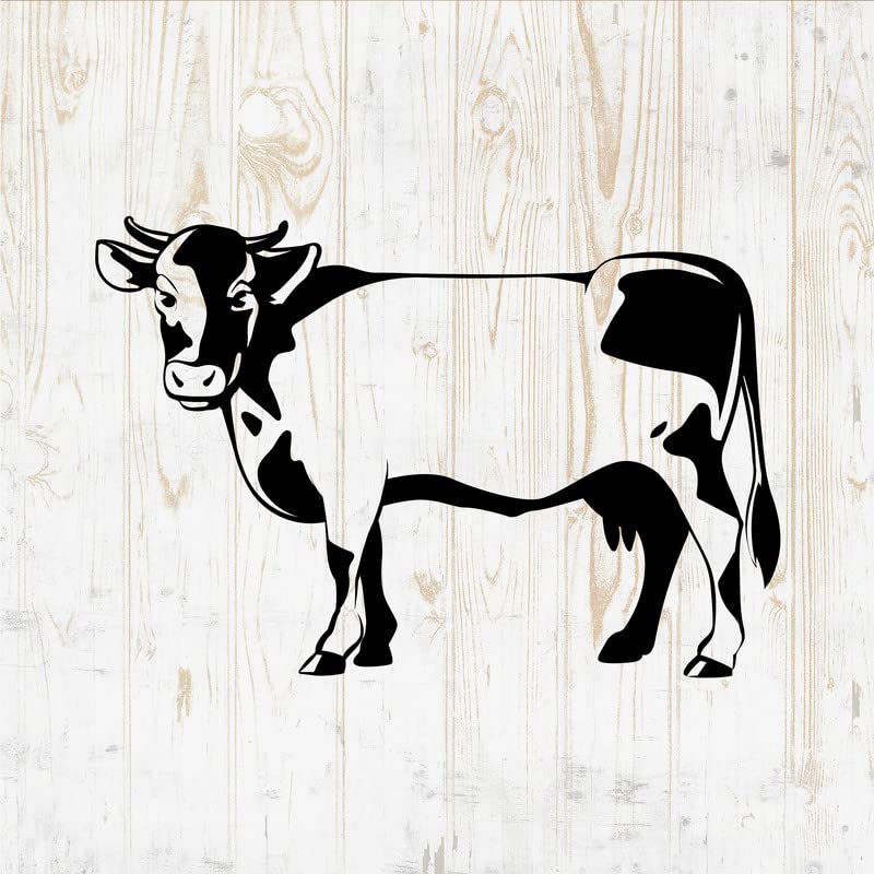 Cow Decals Peel and Stick - Wall Vinyl Decals Stickers - Dairy Farmhouse Milk Bottle Canister Jug Silhouette - Car Window Truck Laptop - Kitchen Shop Store Cafe Bar Kids Nursery Room Decor DWSV17289