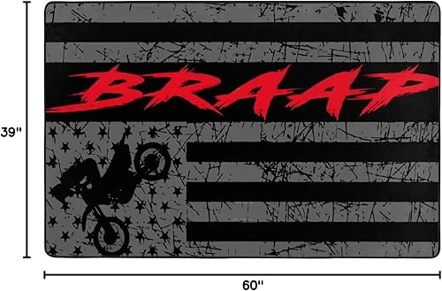 Miniatura 2 de Alfombra antideslizante de motocross con bandera estadounidense, 60 x 39 pulgadas, ultra suave, mullida para exteriores/interiores, alfombra grande
