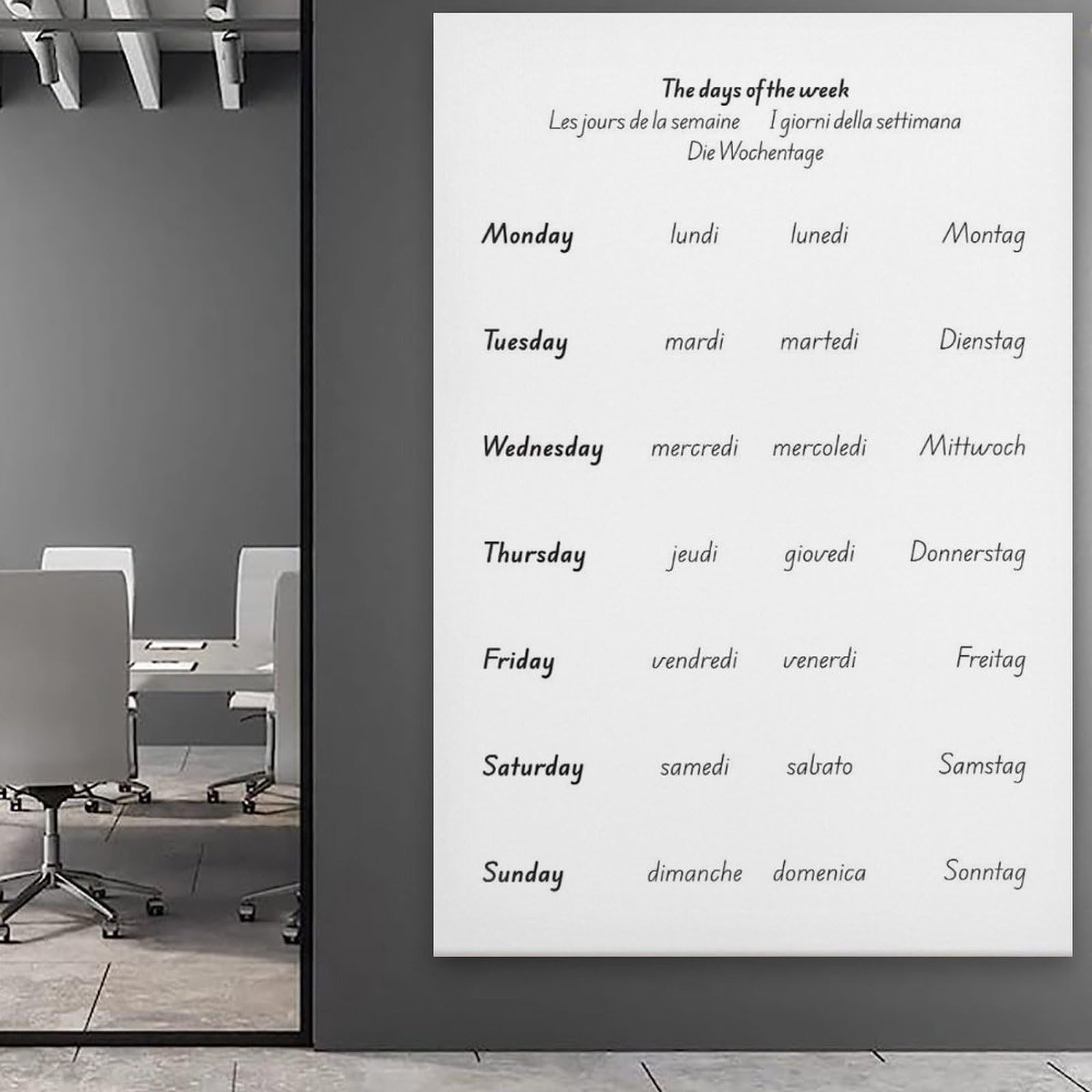 generisch Days of the Week ArtModern Canvas Prints, Cuadros Decorativos Para Habitación de Niños o Niñas, Murales para Sala de Estar Y Pinturas Con Motivos Festivos24x36 Pulgadas