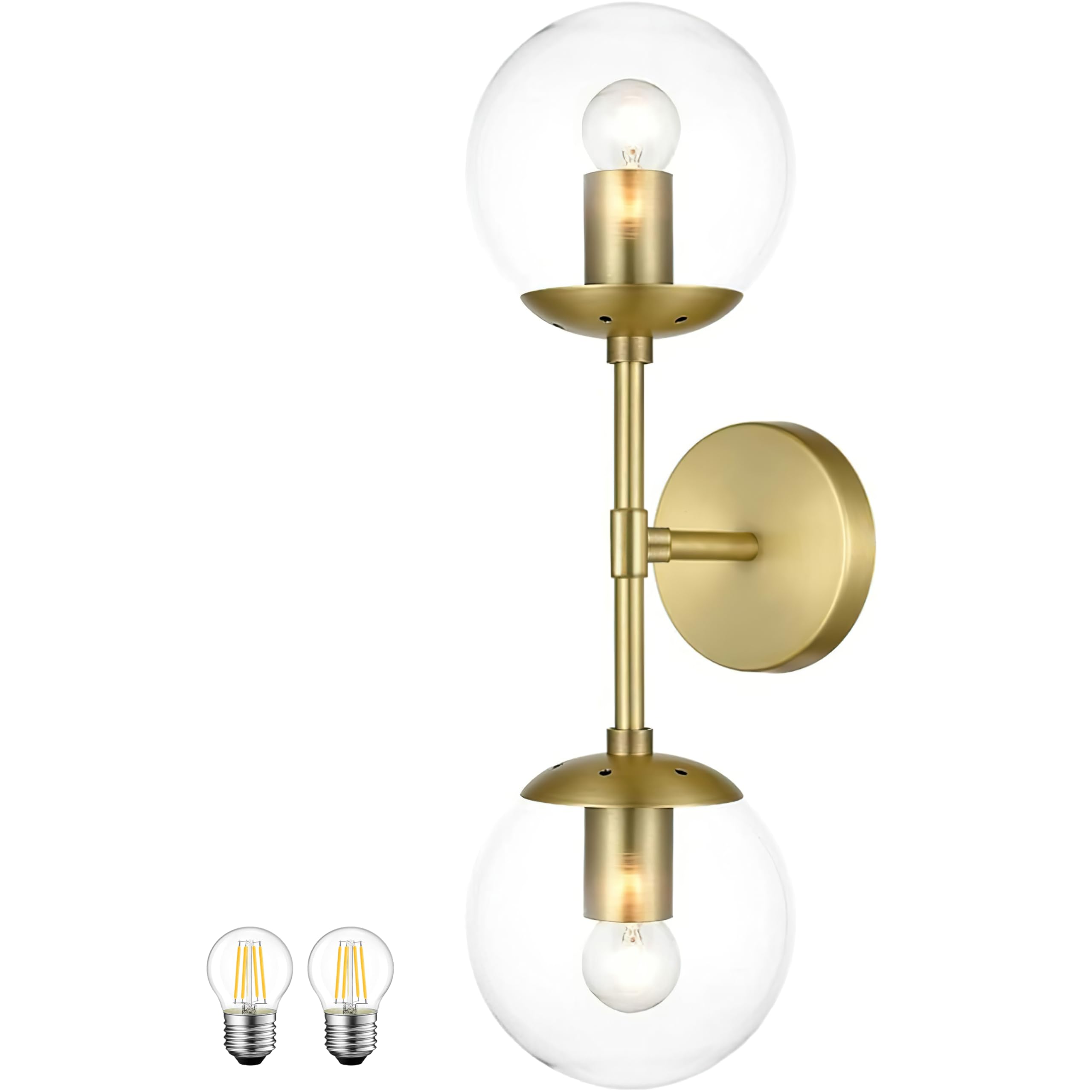Photo 1 of KoKo&Yukina Mid Century Modern Bathroom Vanity Light, 2 Light Globe Sconce, Gold, W 7.7'' x H 19'' x D4.7''