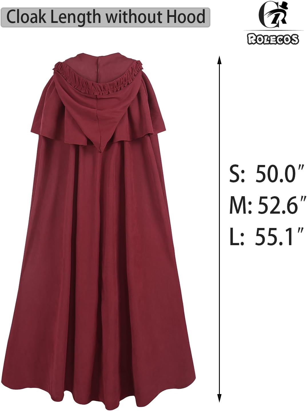 CR ROLECOS Cloak with Hood Women Long Hooded Cape Medieval Renaissance Cloak Halloween Costumes - Image 5