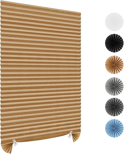 Miniatura 1 de MALOKI Persianas plisadas para ventana, persianas temporales sin cordones, filtrantes de luz, de tela plisada, para oscurecer la habitación, para